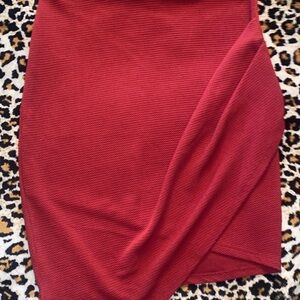 UK2LA Ribbed Red Pencil Skirt